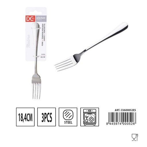 [A000412] Tenedor de pescado moderno - Set de 3 piezas - 18.4 cm