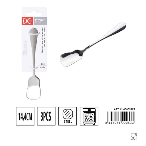 [A000413] Cuchara de helado moderna 3 piezas 14.4 cm - Utensilios de mesa