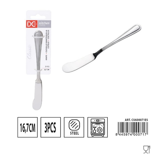 [A000431] Cuchillo de mantequilla clásico 16.7 cm 3 pcs - Utensilios de cocina