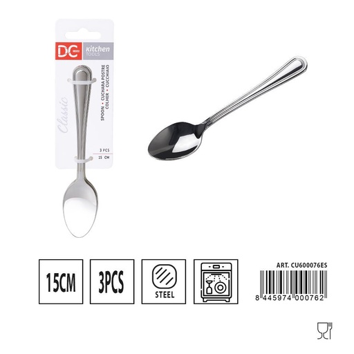 [A000436] Cuchara de postre classic 3 pcs 15 cm - Utensilios de cocina