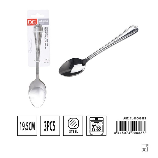 [A000452] Cuchara Mesa Romántica 3 piezas 19.5 cm - Utensilios de mesa
