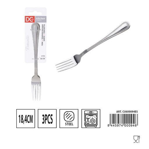 [A000458] Tenedor de pescado romántico - Set de 3 piezas - 18.4 cm