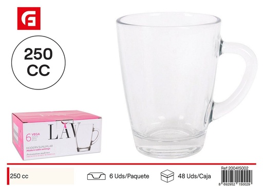 [200415002] Vaso de cristal con asa 250 cc Vega - Jarra de cerveza