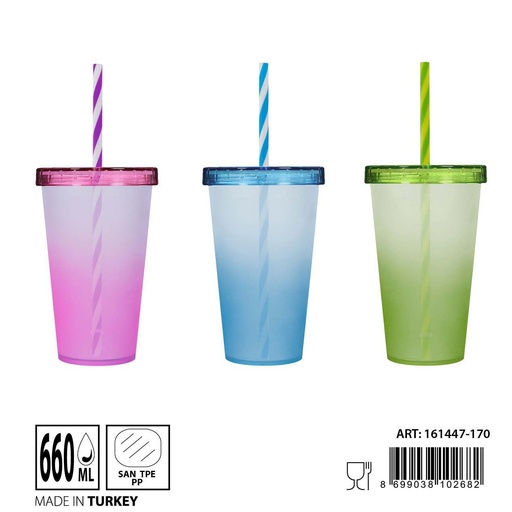 [0236614] Vaso con paja 660 ml - Vaso personalizado