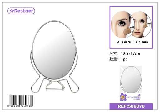 [506070] Espejo ovalado de 7 pulgadas con borde de hierro - Accesorios de belleza