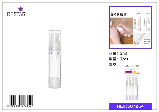 [507264] Botella al vacío 5ML 2PCS - Envases para cosméticos y líquidos