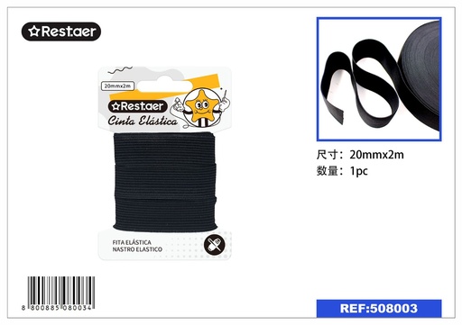 [508003] Elástico negro 20mm*2m - Accesorios de costura