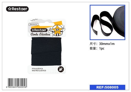 [508005] Elástico negro 30mm*1m - Accesorios de costura