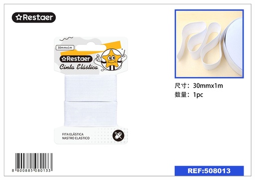 [508013] Elástico blanco 30mm*1m - Accesorios de costura