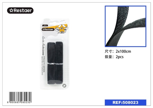 [508023] Cinta autoadhesiva 2pcs 2*100cm negro para manualidades