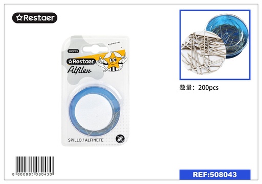 [508043] Alfileres 200pcs con caja redonda para costura