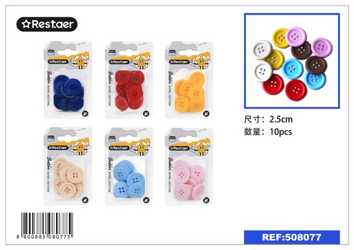 [508077] Botones multicolor 2.5cm 10pcs para manualidades