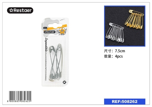 [508262] Imperdible plateado 4 pcs*7.5 cm - Accesorios de costura