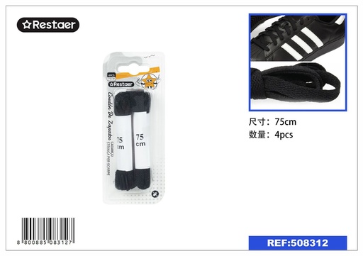 [508312] Cordones planos negros 150cm - Accesorios para calzado