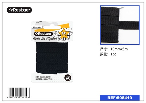 [508419] Cinta de algodón negra 15mm*2.5m - Accesorios de costura