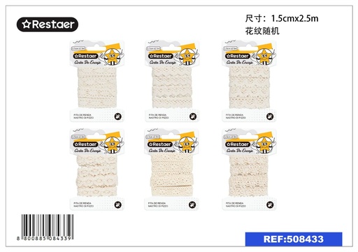 [508433] Cinta de encaje 1.5CM*2.5M beige - Accesorios de costura