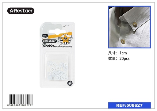[508627] Botones 20 pcs 1 cm blanco - Accesorios de costura