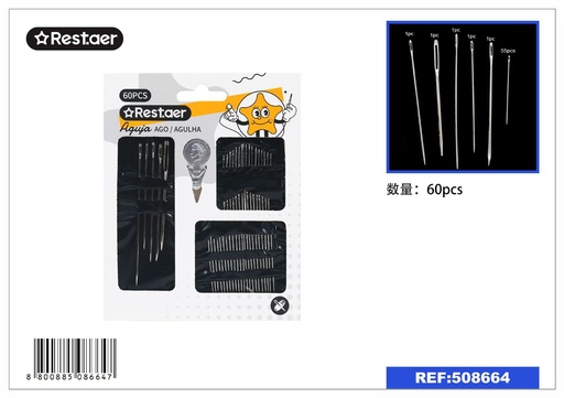 [508664] Juego de agujas 60 pcs - Utensilios de costura