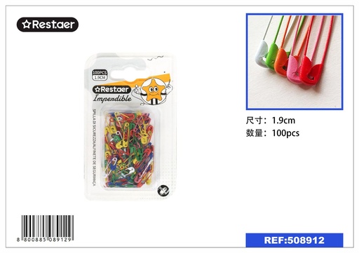 [508912] Imperdibles de colores 1.9cm 100pcs para costura y manualidades