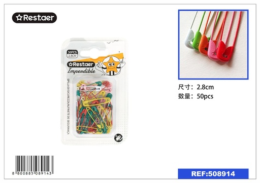 [508914] Imperdibles de colores 2.8cm 50PCS - Alfileres de costura
