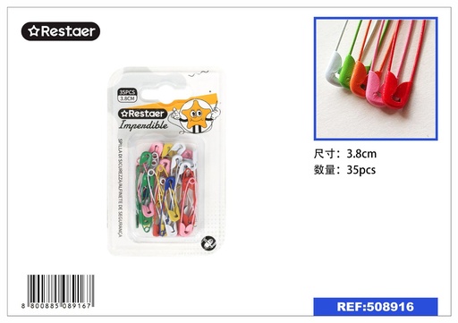 [508916] Imperdibles de colores 3.8cm 35PCS - Alfileres de costura